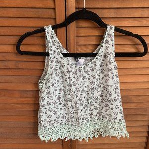 F21 Blue Lace Trim Tank Top